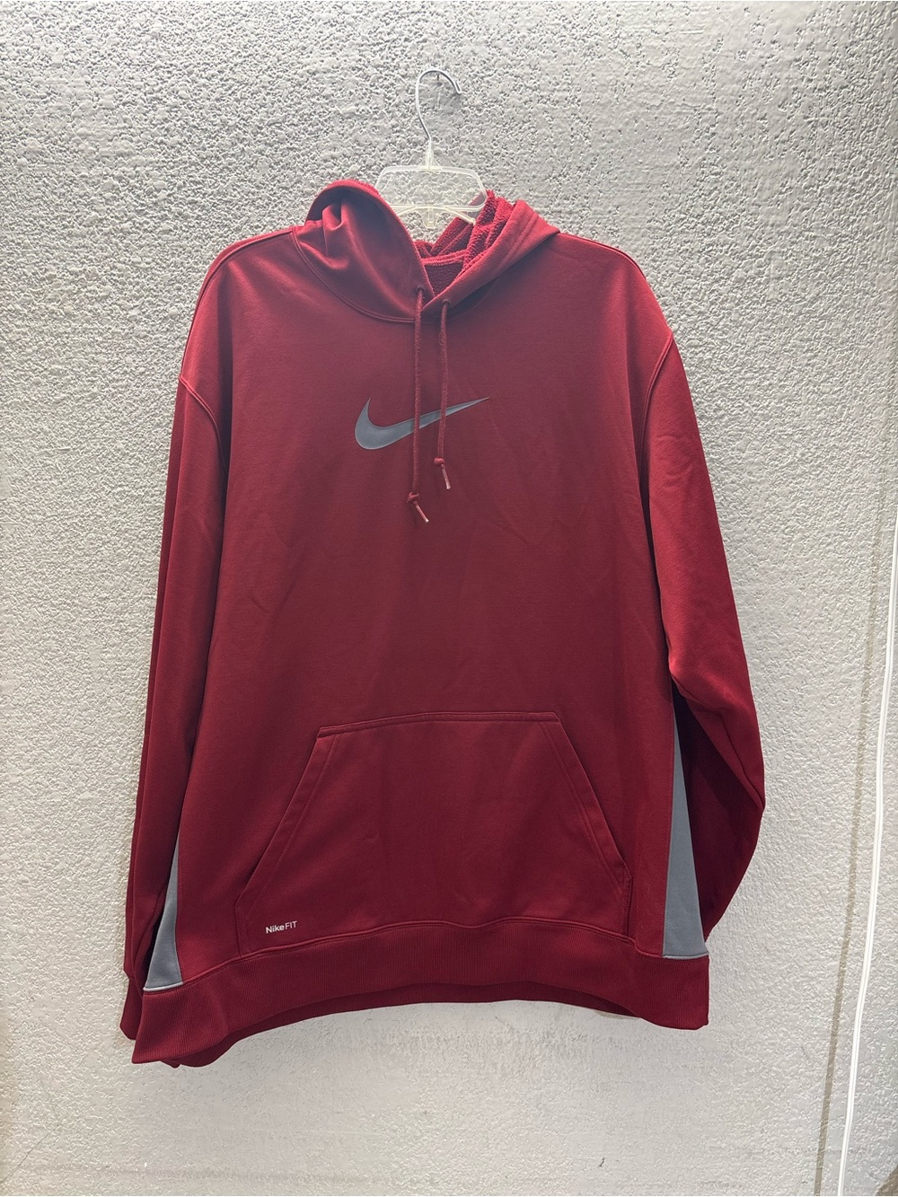 Nike Men’s Burgundy Pullover Hoodie with Silver Swoosh